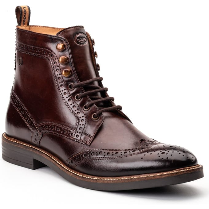 Base London Bristol Leren Heren Bruine Brogues Schoenen