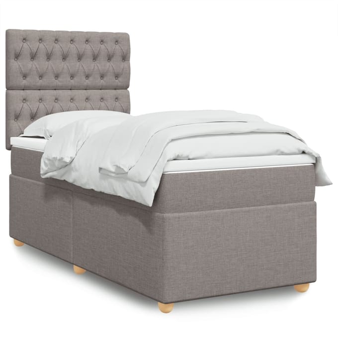 vidaXL - Boxspring - met - matras - stof - taupe - 100x200 - cm