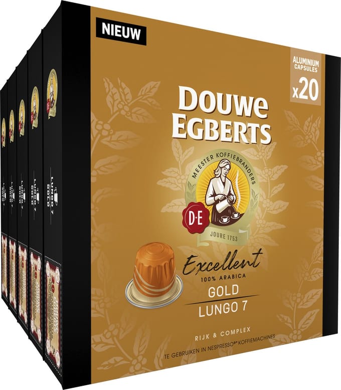 Douwe Egberts Excellent Gold Lungo Koffiecups - Intensiteit 8/12 - 10 x 20 capsules