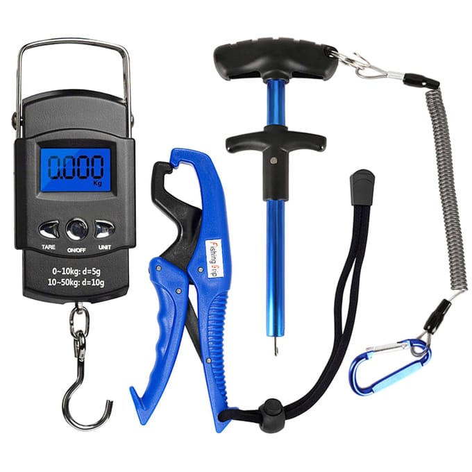 Handheld digitale visschaal uitknijpbare vishaakverwijderaar Fish Gripper Fishing Combo Kit blauw