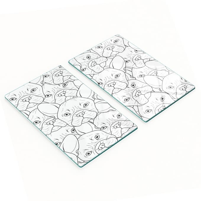 Multifunctionele decoratieve glazen borden met bulldogprint 2x30x52 cm