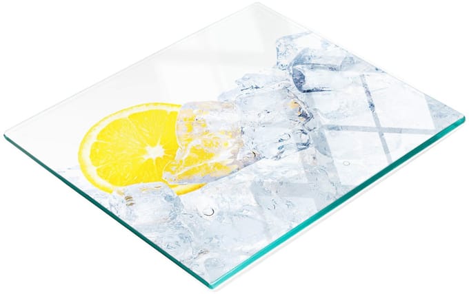 Keukenplank van gehard glas met citroenijsblokjesmotief, 60x52 cm