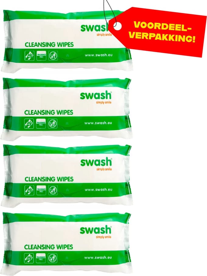Swash Cleansing Wipes Parfumvrij - 4x48 voordeelverpakking