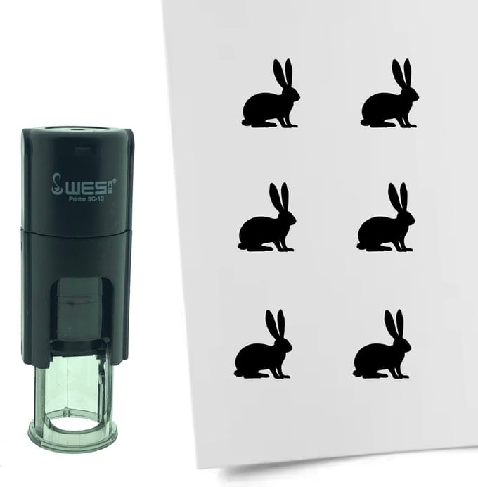 CombiCraft Stempel Konijn 10mm rond - zwarte inkt