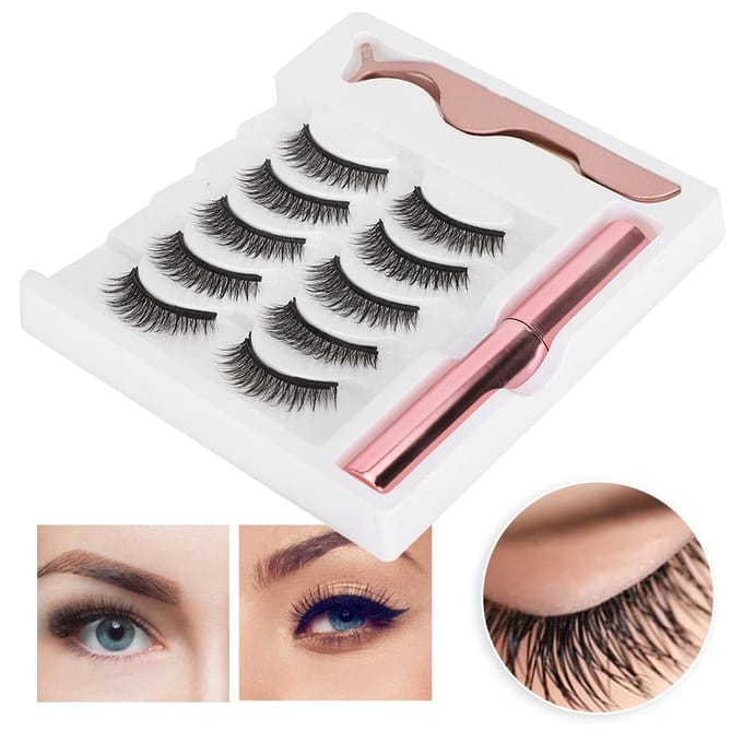 Magneet Valse Wimper Magnetische Vloeibare Eyeliner Pincet Wimper Make-up Tool Set (#051) white