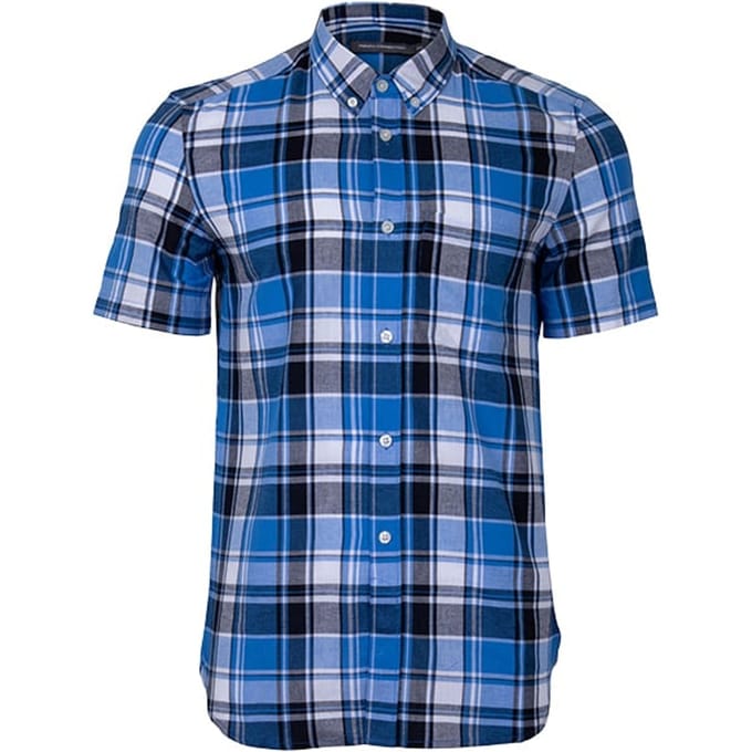 French Connection Checked & Stripe Pocket Ss Blue Stone Größe: XS | Casual hemden Outlet | Herren | Blau