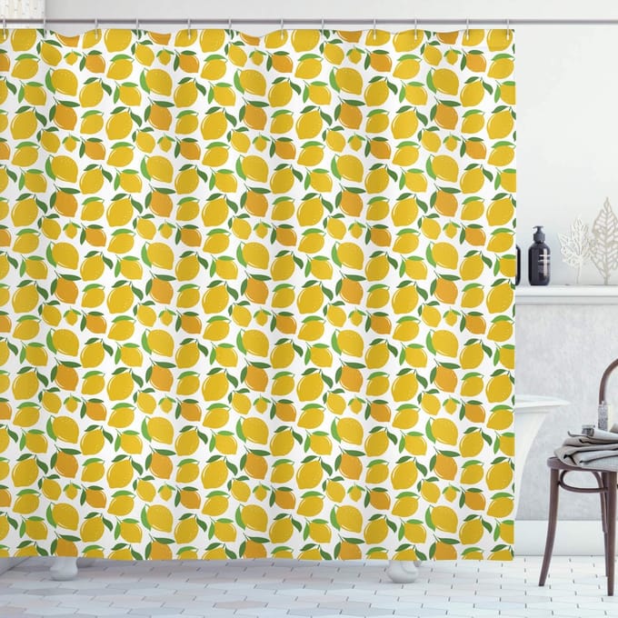 ABAKUHAUS Citroenen douchegordijn – Polyester 175x200 cm – Citrus Design