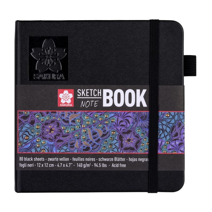 Schetsboek sakura 80 zwarte vellen 120x120mm zwart | 5 stuks