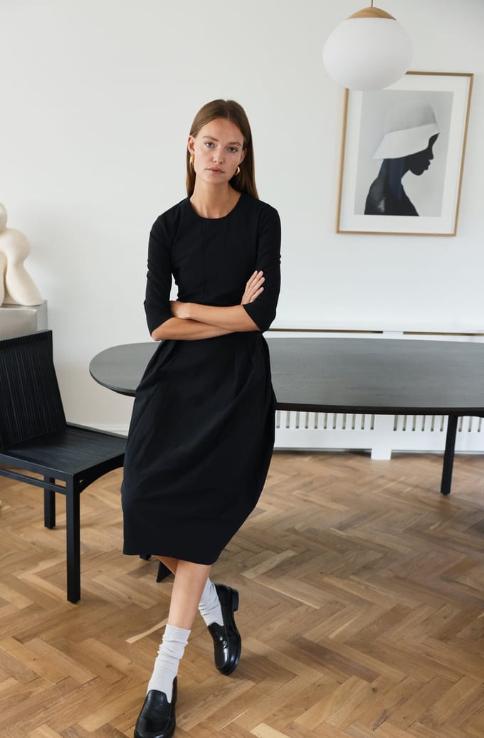 Heide tech jersey dress LS | Black - Black / S