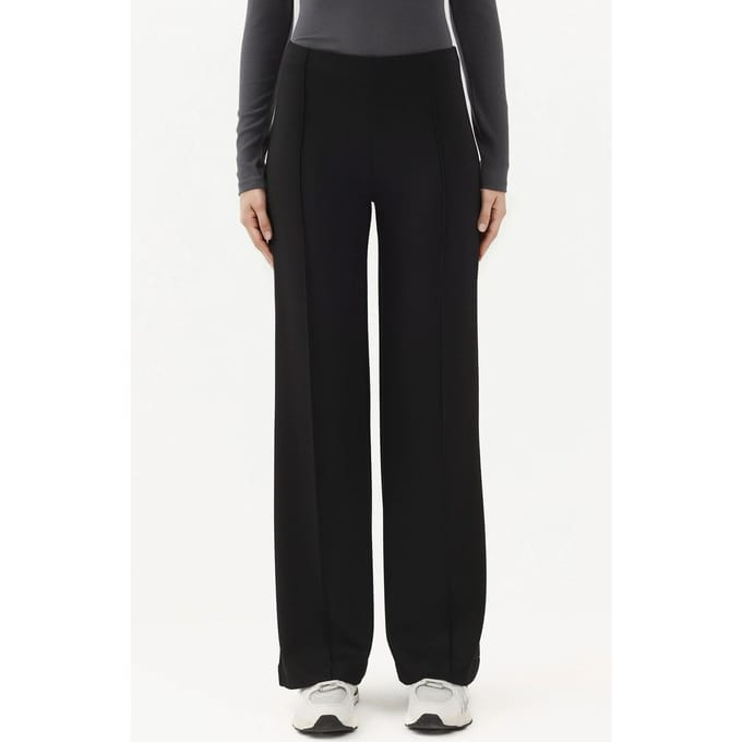 Modal Touch Rib Gedetailleerde Wijde Pantalon