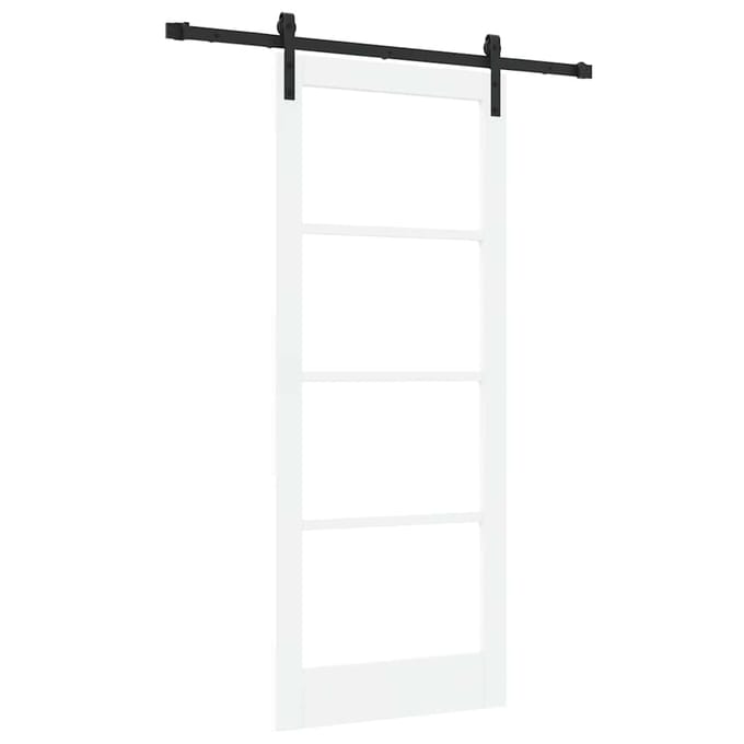 vidaXL Schuifdeur ORKDAL Wit 83 x 202 cm Massief grenenhout en glas