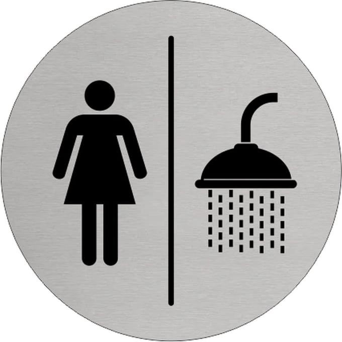 CombiCraft Aluminium deurbordje 'Vrouwen en Douche' Ø75 mm met 3M-tape