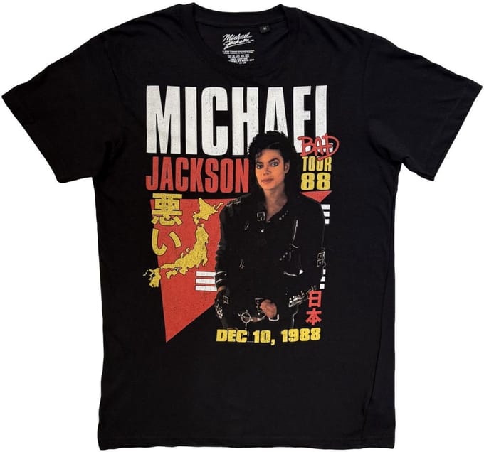 Michael Jackson - Bad Tour '88 Tokyo Heren Tshirt - S - Zwart