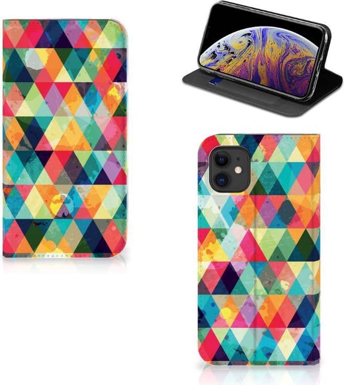 Apple iPhone 11 Hoesje met Magneet Geruit