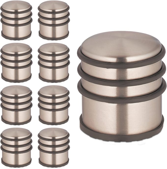 9x deurstopper rvs - 7,5 x 7 cm - zonder boren - hoge deurstop binnen - brons