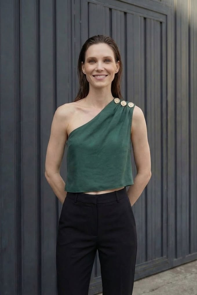 Asymmetrische Kraag Mouwloze Chiffon Top