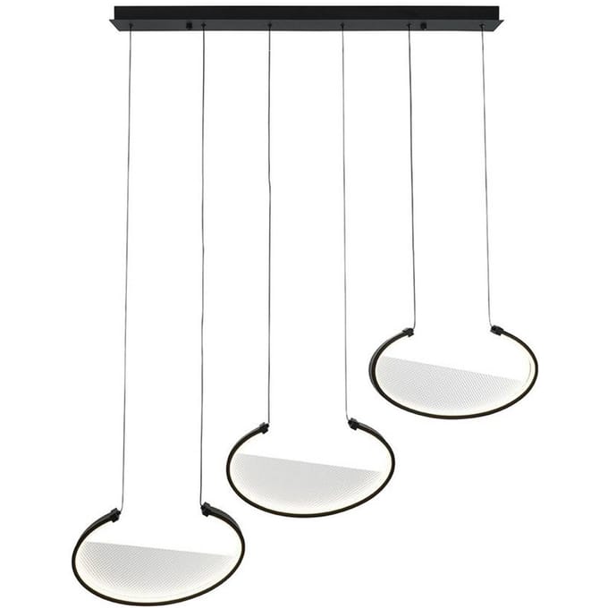 Viokef LED hanglamp Adele, lengte 117 cm, zwart, metaal, 3-lamps.
