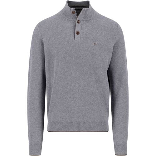 Fynch-Hatton Trui Troyer Button Allover Texture Steel / male