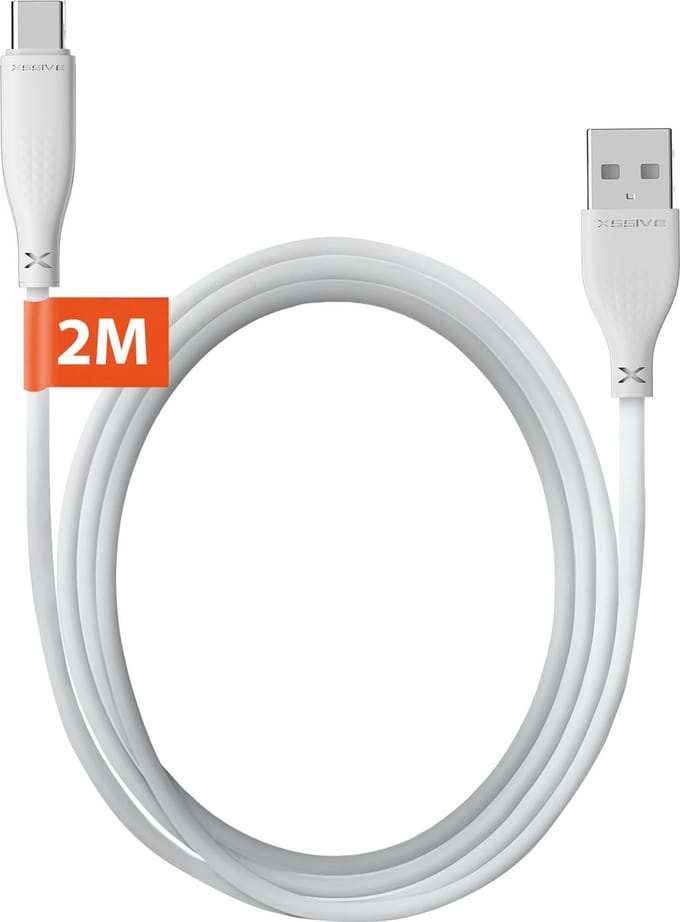 Xssive 18W USB naar USB-C Kabel - Met Quick Charge - 2 Meter - Snellader - Wit
