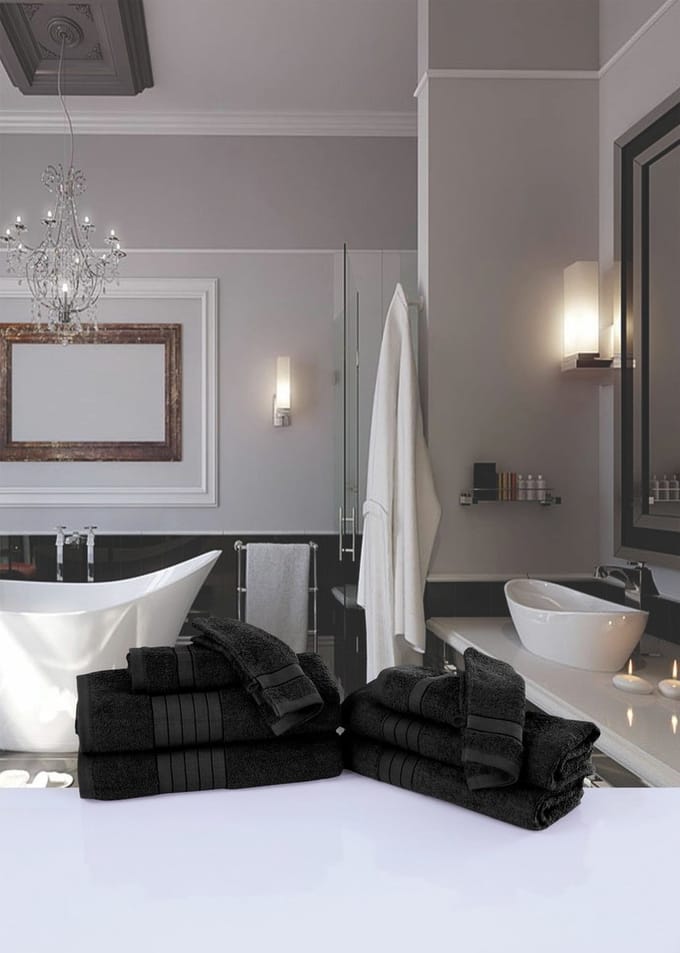 Good Morning uni handdoek effen kleur - Handdoekenset 2 - Zwart - Badstof