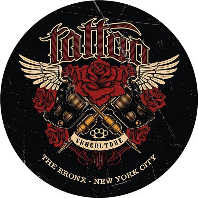 Signs USA - retro wandbord - dibond - Tatoo Bronx NYC - Rond 35 cm
