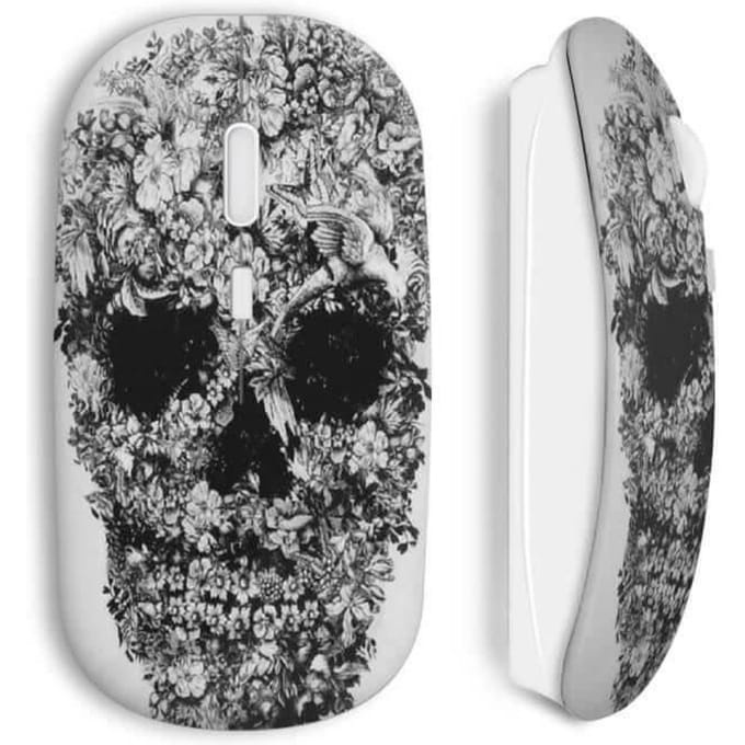 Souris sans Fil Tête de mort Flower design