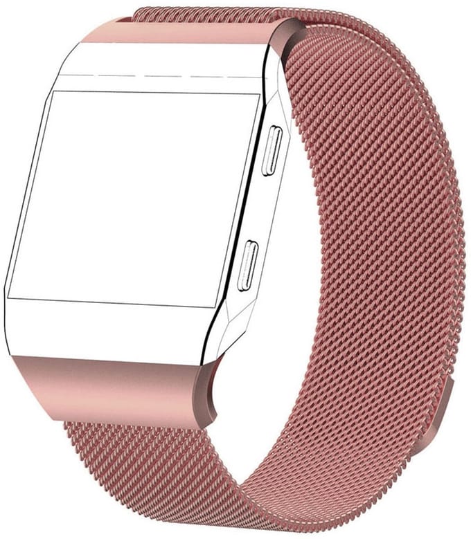 By Qubix - Compatible Fitbit bandje - Geschikt voor fitbit Ionic Milanese bandje - Maat: Large - Rosé goud