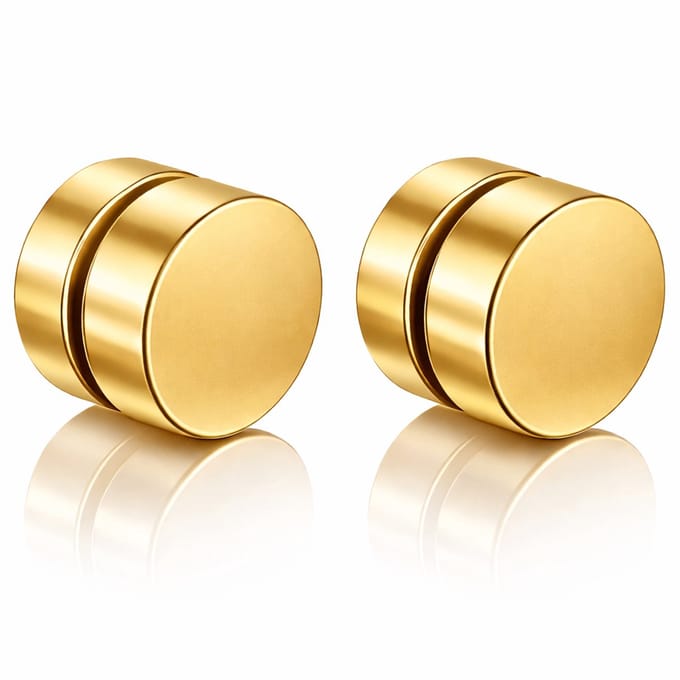 Magnetische Stud oorbellen Goudkleurig 8mm