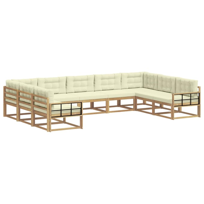 vidaXL - Buiten - bank - set - 9 - st - Wit - en - crèmekleurig