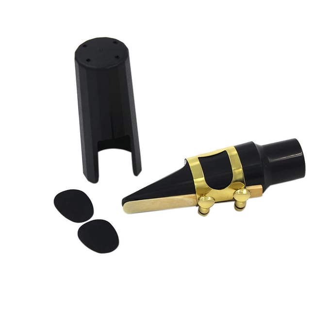 Tenor Sax Saxofoon Mondstuk Kunststof met Kap Metalen Gesp Riet Mondstuk Patches Pads Kussens black