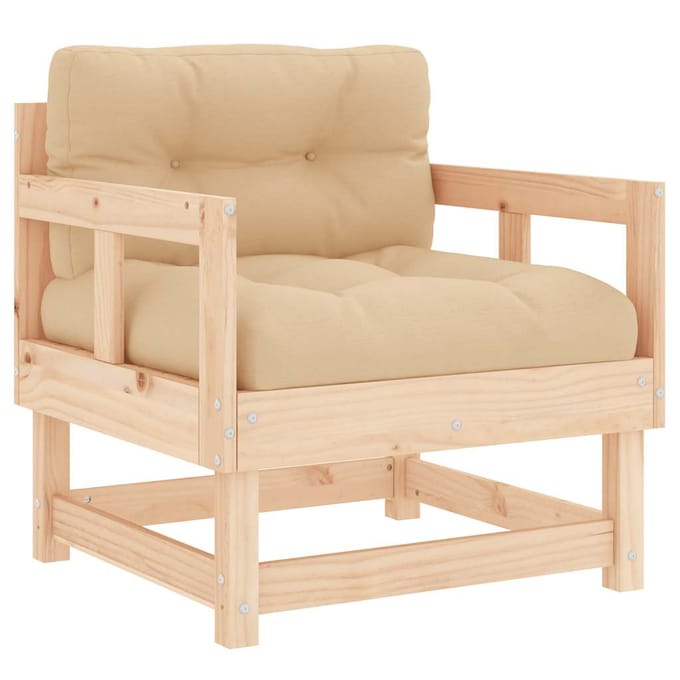 vidaXL - Tuinstoelen - 2 - st - met - kussens - massief - grenenhout