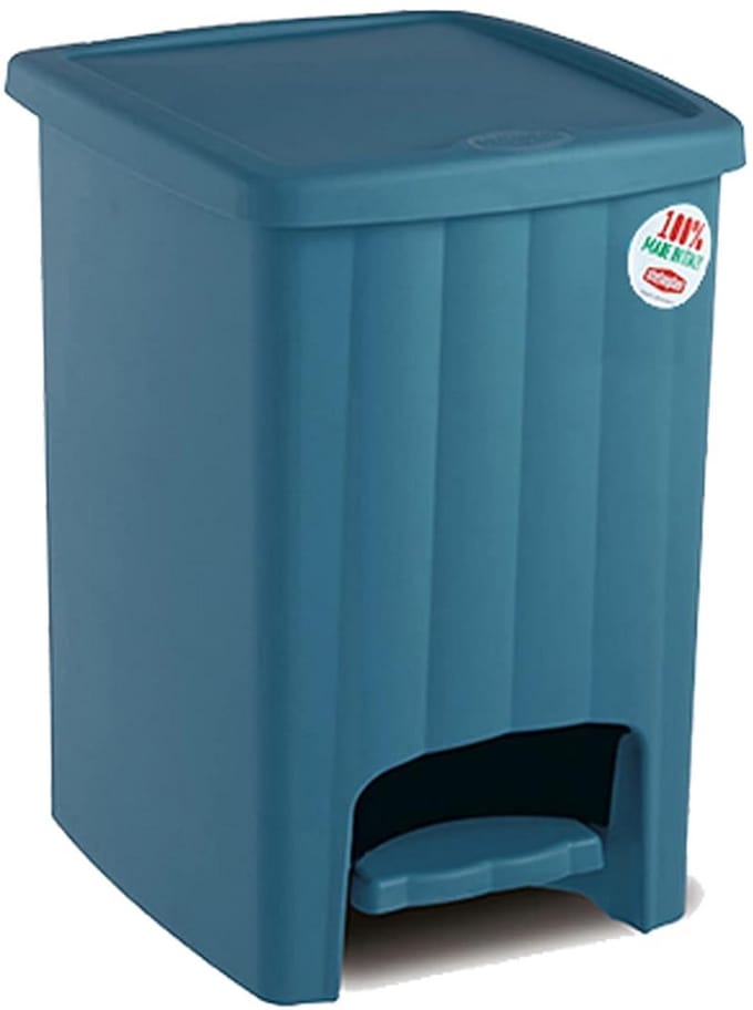 Pedaalemmer - Prullenbak - Afval Scheiden - Madeliefjes Design - 20 Liter - Turquoise