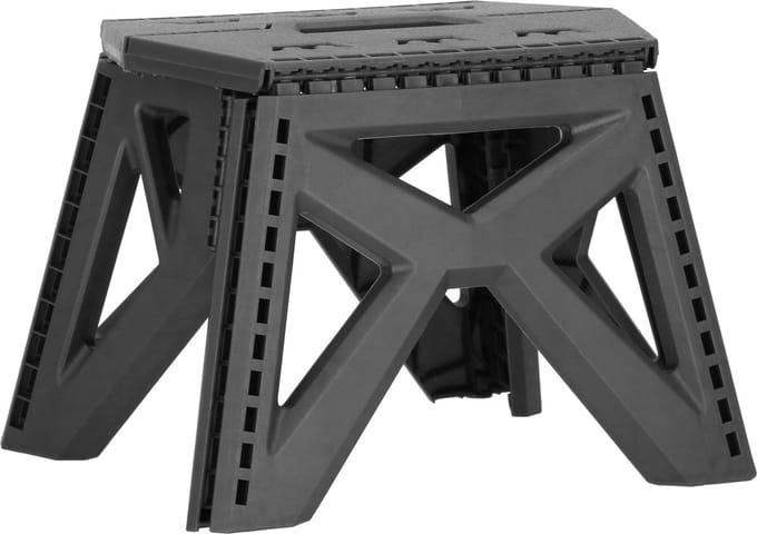 Springos Vouwkruk - Inklapbaar - Platform - Multifunctioneel - Tot 150 Kg - 33,5 Cm - Zwart