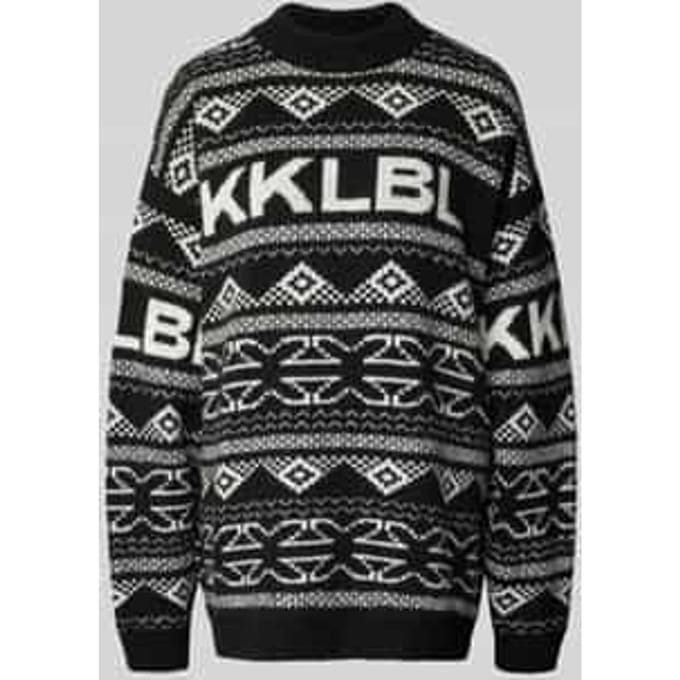 Jacquard gebreide pullover met ronde hals