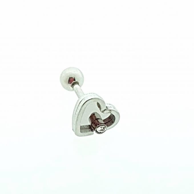 Piercing sieraden - Helixpiercing hartje zirkonia - Gemaakt van staal