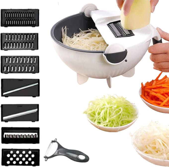 Groentenhakker - Keukenmachine - Maaltijden Bereiden - Ingebouwde Afvoermand - 22.6 cm - Grijs