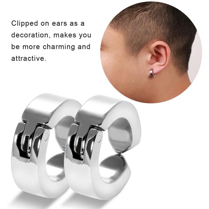 1 Paar Stijlvolle Roestvrijstalen Oorclips Oorbellen Oor Manchet Sieraden Cadeau (Zilver Glad Oppervlak) brown
