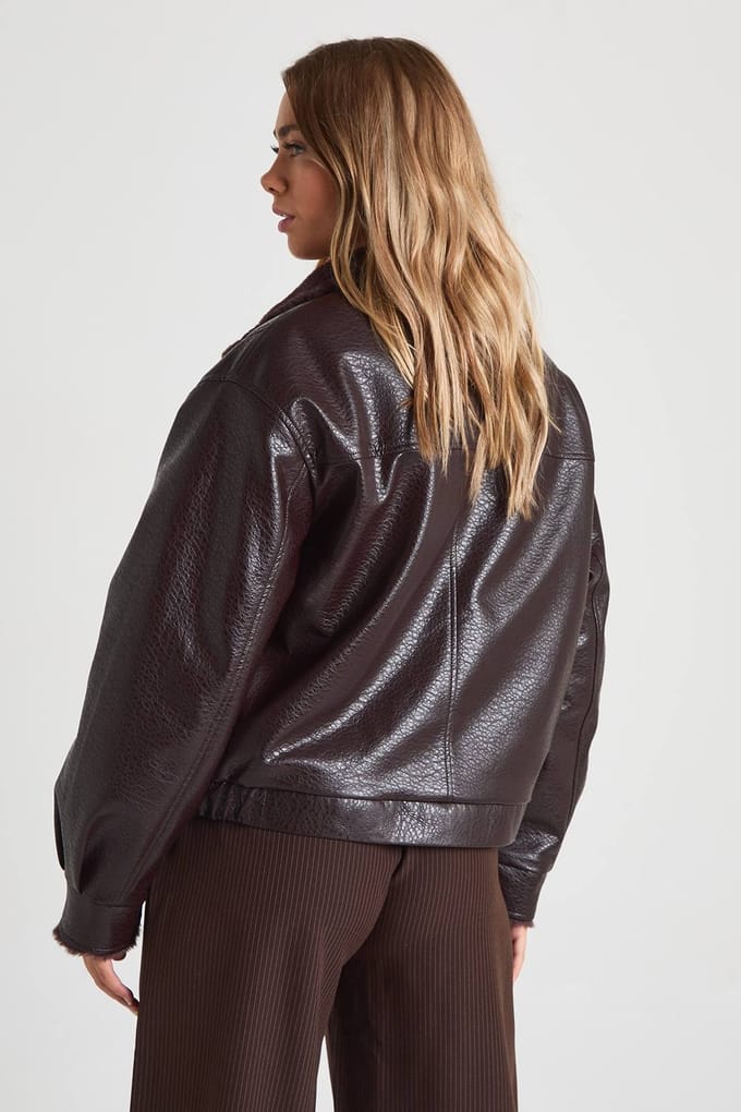 boohoo Dames Borg Gevoerde Aviator | Chocolate | Maat: 12