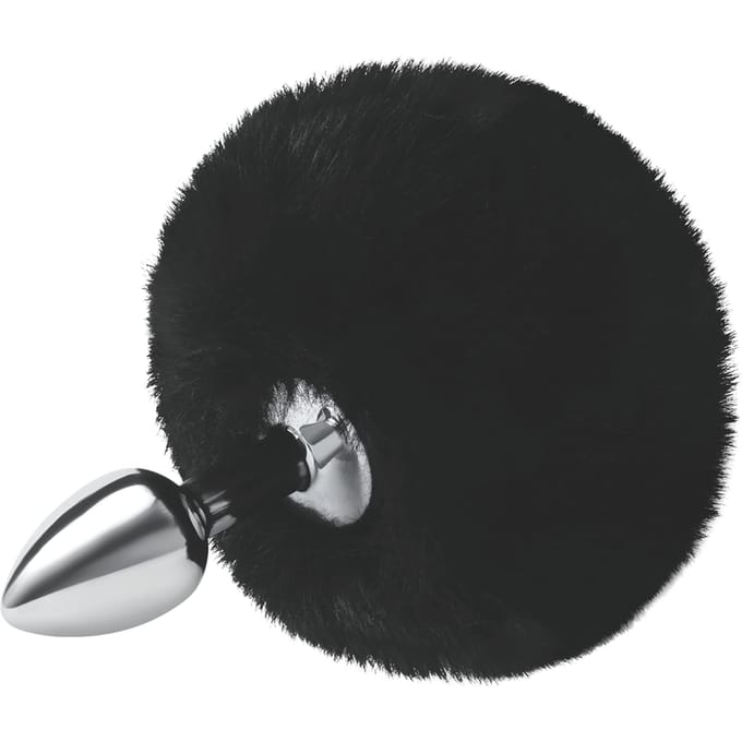 'Fluffy Bunny Tail - Metal Butt Plug', 12 cm