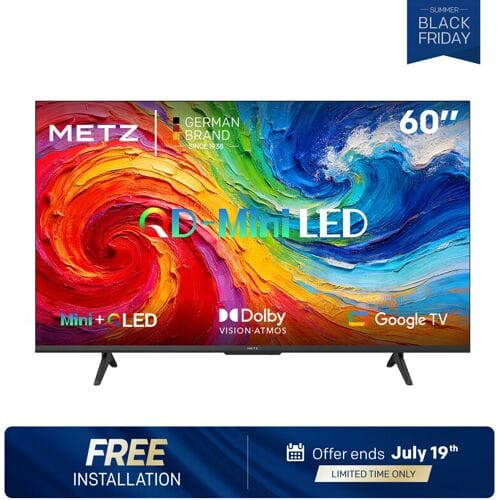 METZ QD-MiniLED 60MNH7000Z, Dolby Vision & Atmos, HDR10+, Brightness Booster, Full Array Local Dimming, 60Hz, HSR Refresh Rate Boost, VRR, HDMI 2.1,