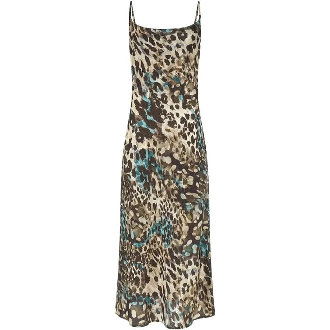 GUESS New Akilina Dress Aquarelle Leopard Pr Taglia: S | Abiti Midi Outlet | Donna | Ciano