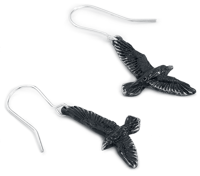 Alchemy Gothic - Gothic Oorbel - Black Raven - voor Vrouwen - zwart