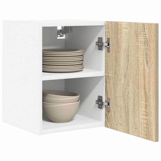 vidaXL - Hangkast - 2 - st - Sonoma - Eik - en - Wit - Bewerkt - hout