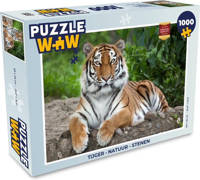 Puzzel Tijger - Natuur - Stenen - Legpuzzel - Puzzel 1000 stukjes volwassenen