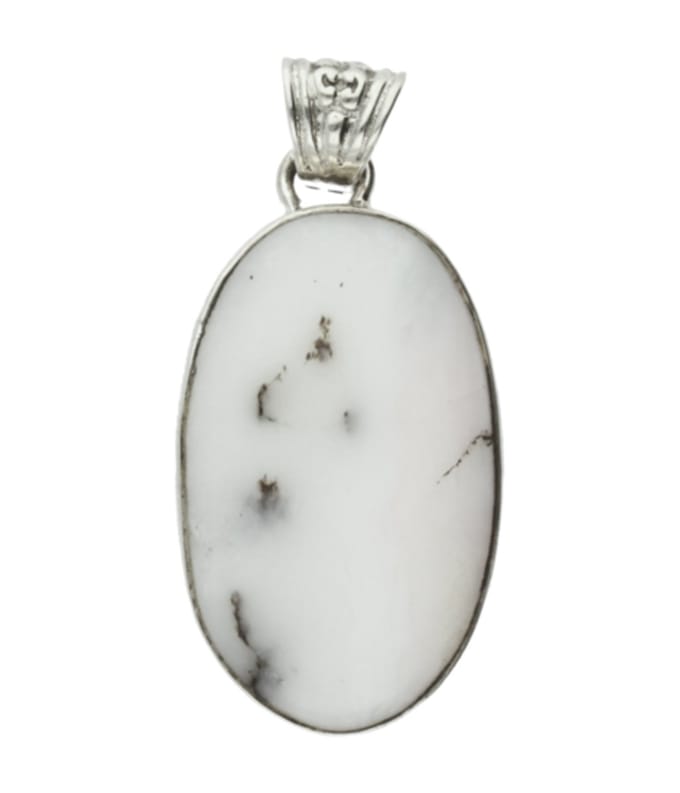 Zilveren Dendriet Opaal edelsteen ovaal groot hanger