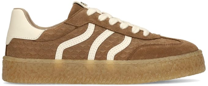 No Stress - Dames - Bruine leren sneakers met suède details - Maat 41