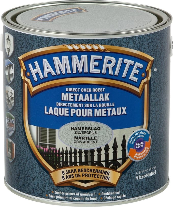 Hammerite - Metaallak - Hamerslag - Zilvergrijs - 2.5L