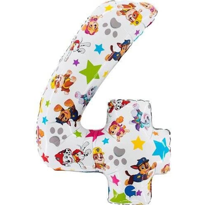 Folieballon Cijfer 4, Paw Patrol, 66 Cm Grabo