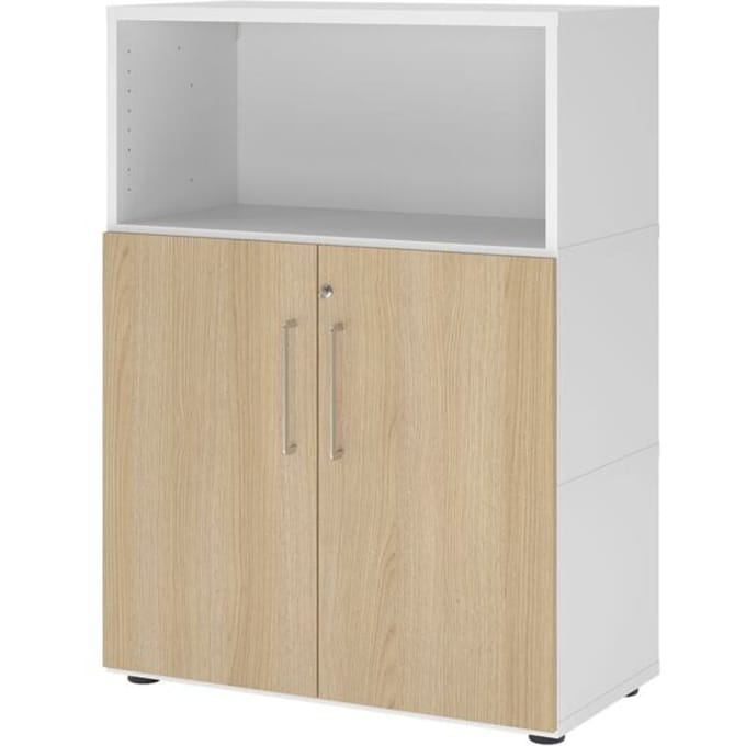 FlexWall | 3 OH | Deuren + kastromp | met stelvoeten - Wit/Eiken