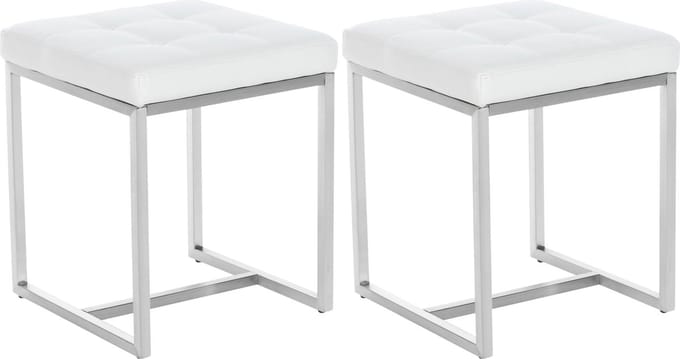 CLP Barci Set van 2 Hockers - RVS - Kunstleer - wit